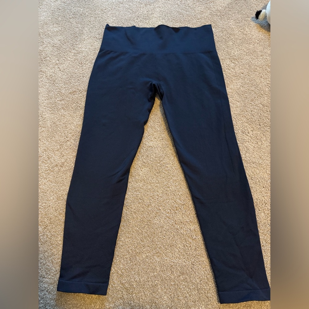 SPANX Look At Me Now Ribbed Leggings Navy Blue (size 2x)